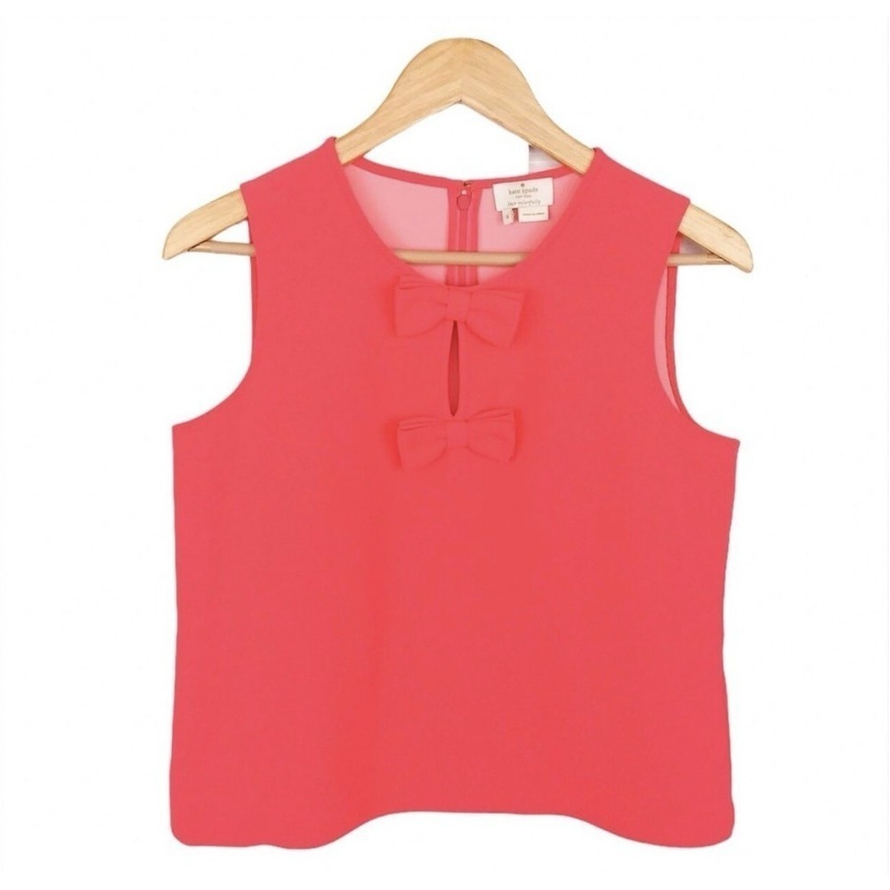 Kate Spade Live Colorfully Neon Pink Orange Sleeveless Blouse Size 2 Shirt